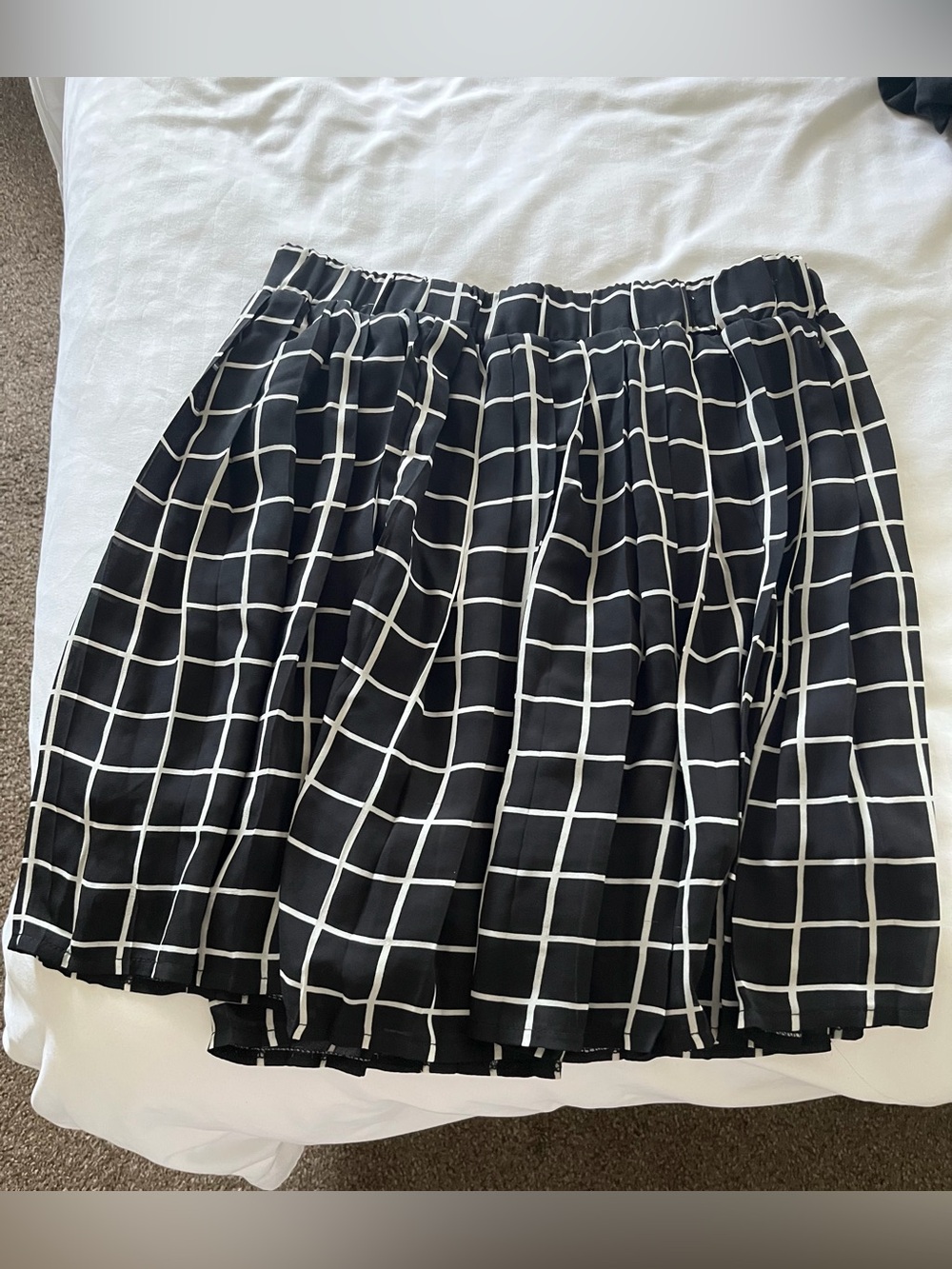 ASOS Classic Black & White Windowpane Pleated Skirt